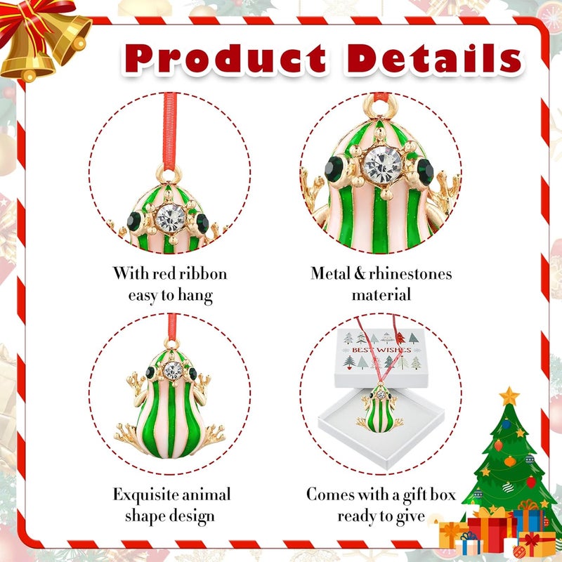 GROWTHMAGIC Store Green Frog Christmas Tree Ornaments - Metal Frog Christmas Ornaments Green Frog Weihnachtsgurke Xmas Decoration Gifts for Men Boy Girl Kid - Image 5